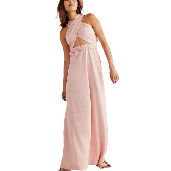 New Free People Beach Limitless Convertible XS Pink Maxi Crisscross Dress - Picture 1 of 12